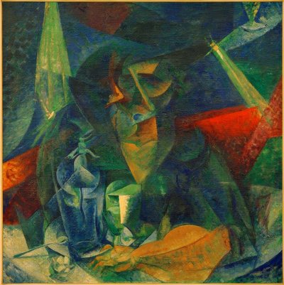 Vrouw in het Café (Ontleding van een vrouwfiguur aan tafel) door Umberto Boccioni