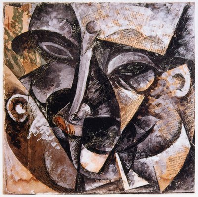 Dynamiek van een mannenhoofd, 1914 door Umberto Boccioni