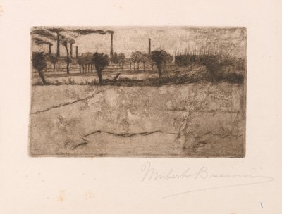 Landschap met Industriële Planten door Umberto Boccioni