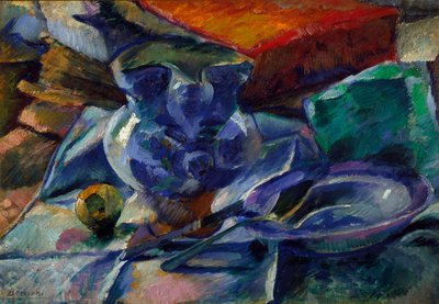 Stilleven met de kruik, kom en bestek door Umberto Boccioni