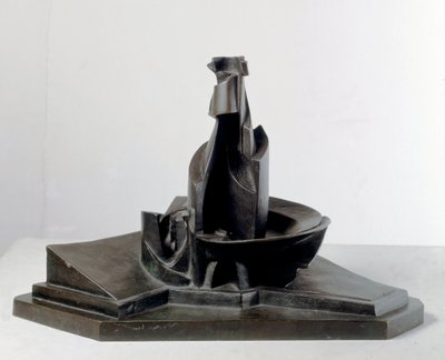 Ontwikkeling van een fles in de ruimte (Linee e forza di una bottiglia) Bronzen sculptuur door Umberto Boccioni (1882-1916) 1912 Dim: 38.1 cm Milaan, Museo del Novecento door Umberto Boccioni
