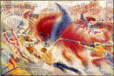 De stad verrijst door Umberto Boccioni
