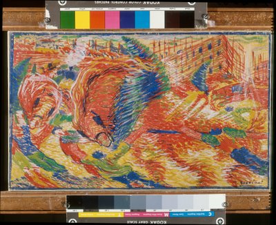 De stad verrijst door Umberto Boccioni