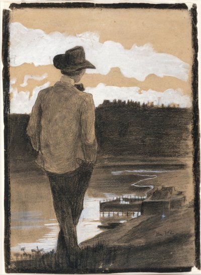 Jonge Man aan een Rivieroever, 1902 door Umberto Boccioni