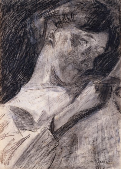 Jonge Vrouw die Ines Leest door Umberto Boccioni