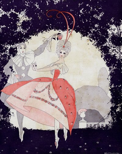 In de tuinen van Armide, Het ballet van de koningin van de rozen - illustratie uit la Vie Parisienne door Umberto Brunelleschi