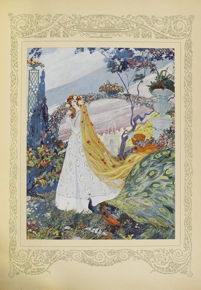 Ze bedekte haar krullende haar altijd met een bloemenkroon, illustratie uit 