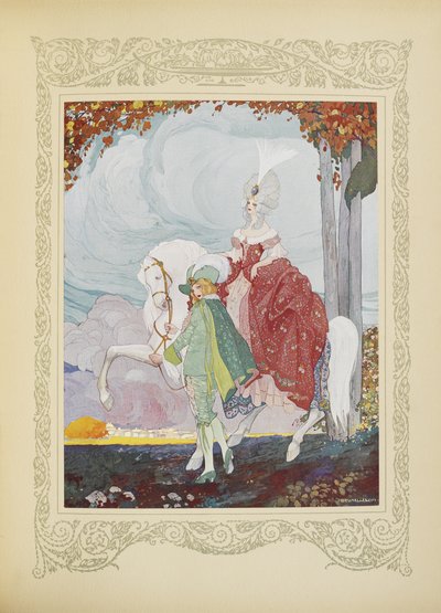 De page nam het paard van de prinses bij de teugel en leidde, illustratie uit 