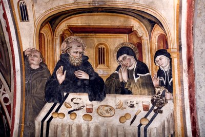 Laatste gesprek tussen Sint Benedictus en Sint Scholastica, Umbrische School door Umbrian School