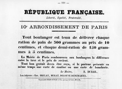 10e Arrondissement van Parijs, uit Franse Politieke Posters van de Parijse Commune, mei 1871 door Unbekannt