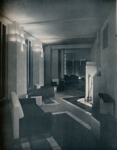 Interieur uit de jaren 1930 met eigentijdse verlichting, 1930 door Unbekannt