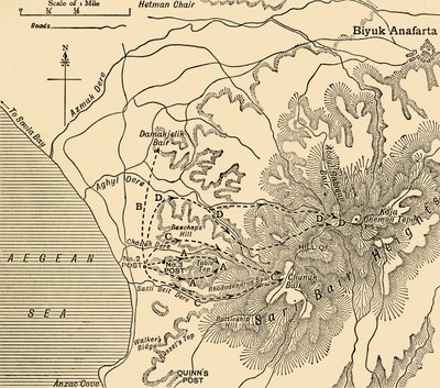 ANZAC opmars, Gallipoli-schiereiland, Eerste Wereldoorlog, 1915 door Unbekannt