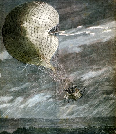 Een ballon getroffen door bliksem nabij Chicago, Illinois, VS, 1891 door Unbekannt