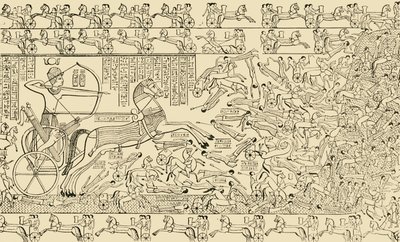 Een gevechtsscène uit het Rameseum in Thebe, 1890 door Unbekannt