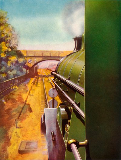 Een vrije weg vanuit de cabine van een Southern Railway Atlantic locomotief, 1935 door Unbekannt