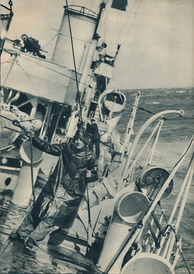 Een Torpedobootjager in Zwaar Weer, 1936 door Unbekannt