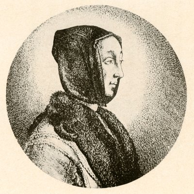 Een Nederlandse dame in bontkraag en kap door Unbekannt