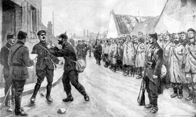 Een Duitse gevangene durft een officier aan te vallen, Frankrijk, Eerste Wereldoorlog, 1915 door Unbekannt