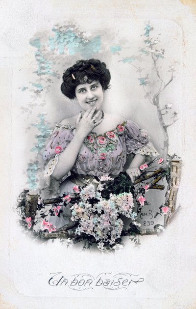 Een Goede Kus, Franse ansichtkaart, c1900 door Unbekannt