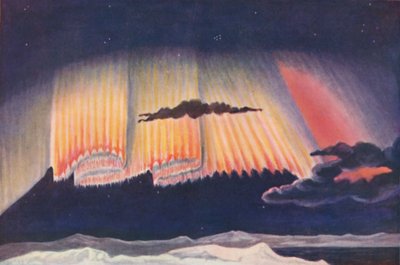 Een grote wetenschapper presenteert het prachtige gordijn geweven door een aurora, ca. 1935 door Unbekannt