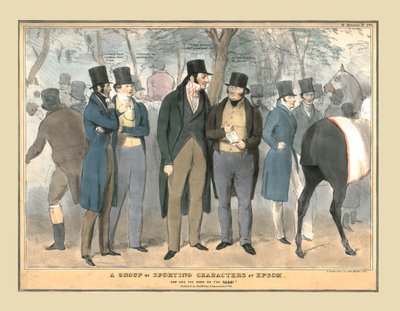 Een groep sportieve karakters in Epsom, ca. 1832 door Unbekannt