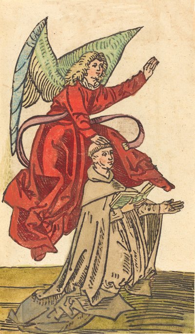 Een Monnik met een Engel, 1480-1490 door Unbekannt