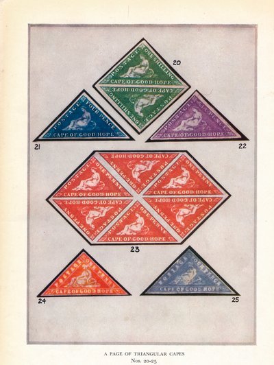 Een pagina van driehoekige mantels nr. 20-25, ca. 1943, 1944 door Unbekannt