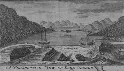Een perspectivisch uitzicht op Lake George door Unbekannt