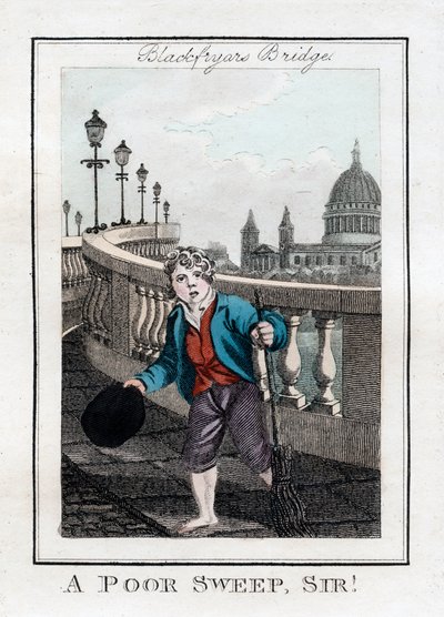 Een arme schoorsteenveger, meneer!, Blackfriars Bridge, Londen, 1805 door Unbekannt
