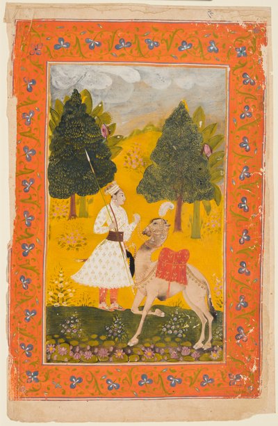 Een Rajput krijger met kameel, mogelijk Maru Ragini uit een Ragamala door Unbekannt