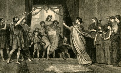 Een Romeinse bruiloft - De thuiskomst van de bruid, 1881 door Unbekannt