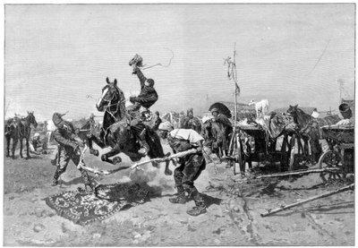 Een Russische paardenmarkt door Unbekannt