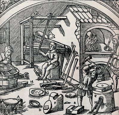Een zilverraffinaderij, 1556, 1917 door Unbekannt