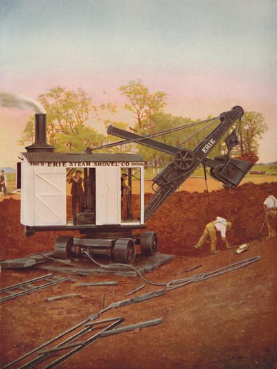 Een stoomgraafmachine aan het werk aan de Edgware Tube Extension, 1926 door Unbekannt