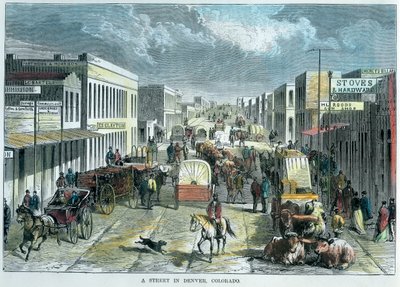 Een Straat in Denver, Colorado, VS, c1880 door Unbekannt