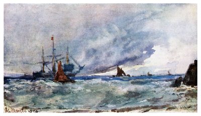 Een studie van lucht en zee vanaf het dek van een schip bij Tarifa, 1901 door Unbekannt