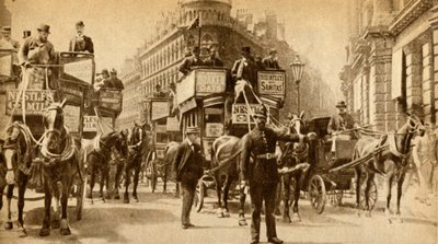 Een Verkeersblokkade in 1900 - Een scène buiten het Mansion House, 1933 door Unbekannt
