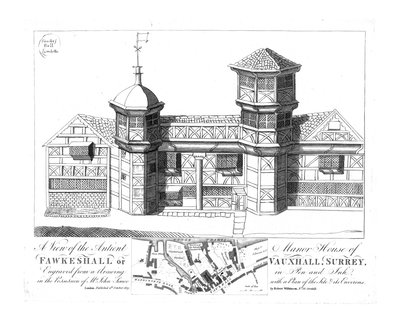 Een Uitzicht op het Oude Landhuis van Fawkeshall of Vauxhall, Surrey, 1813 door Unbekannt