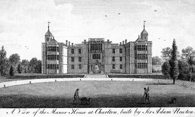 Een uitzicht op het landhuis in Charlton, gebouwd door Sir Adam Newton door Unbekannt