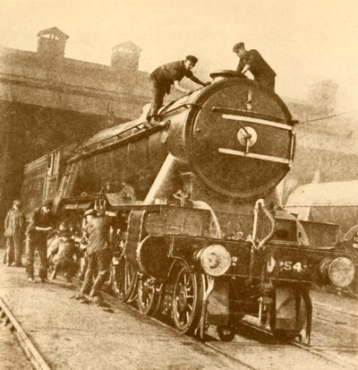 Een wasbeurt voor de Flying Scotsman, ca. 1930 door Unbekannt
