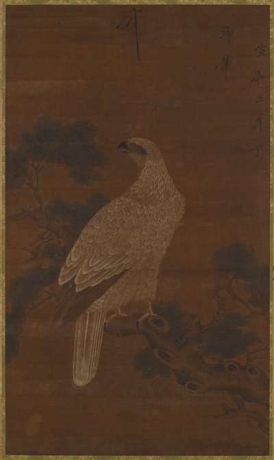 Een witte adelaar op een pijnboomtak, Ming of Qing-dynastie, 17e eeuw door Unbekannt
