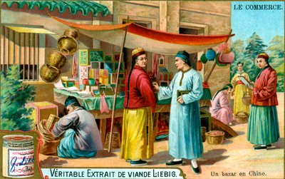 Een bazaar in China, ca. 1900 door Unbekannt