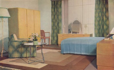 Een slaapkamer ontworpen door Miss P. E. Humphries, 1936 door Unbekannt