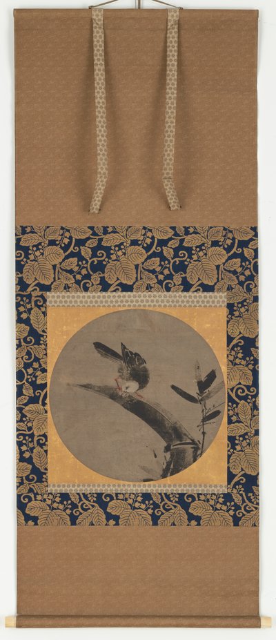 Een vogel op een bamboestomp, Momoyama-periode, 1568-1615 door Unbekannt