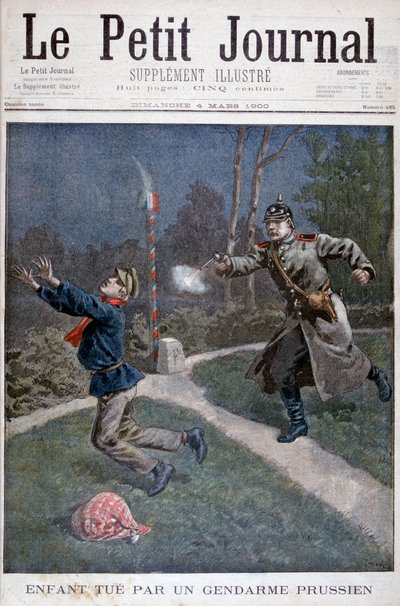 Een jongen neergeschoten door een Pruisische gendarme die ontsnapt uit een correctie-inrichting, 1900 door Unbekannt