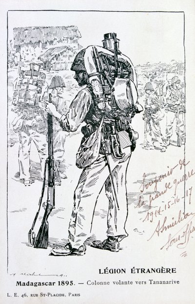 Een colonne van het Franse Vreemdelingenlegioen op weg naar Tananarive, Madagaskar, 1895 door Unbekannt