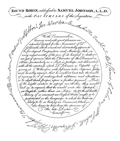 Een facsimile van de plaat in de eerste editie van Boswells Leven van Johnson, 1907 door Unbekannt