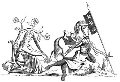 Een ridder en een jonkvrouw, 13e eeuw, 1849 door Unbekannt