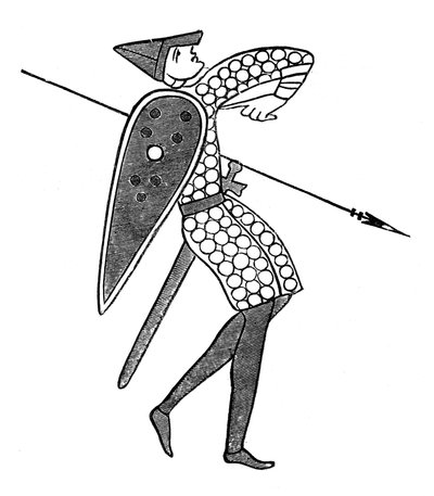 Een lansier van Williams leger, Bayeux Tapestry, ca. 1070s door Unbekannt