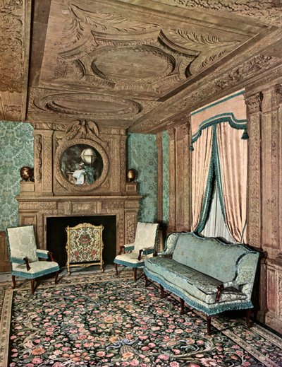 Een woonkamer tijdens het bewind van Lodewijk XIII, Hôtel Marion du Fresne, Saint-Malo, Frankrijk, 1938 door Unbekannt